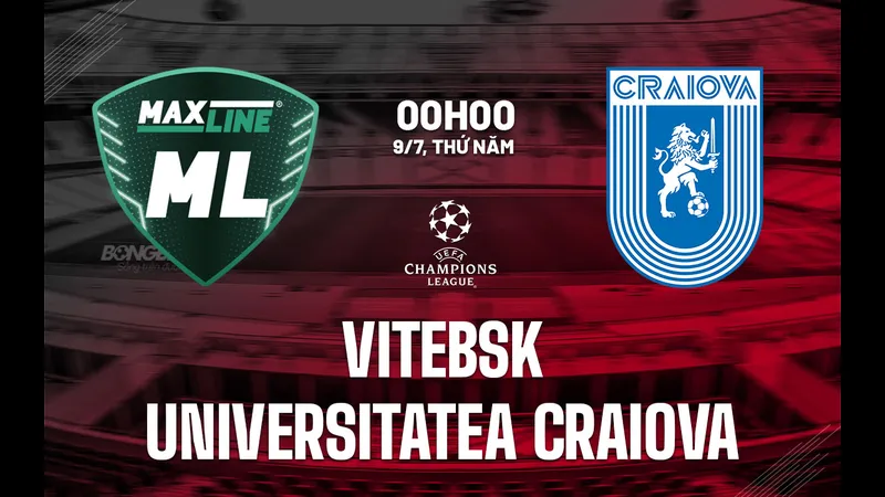 Cầu thủ Vitebsk và Univ Craiova tranh chấp bóng trên sân cỏ Cầu thủ Vitebsk và Univ Craiova tranh chấp bóng trên sân cỏ